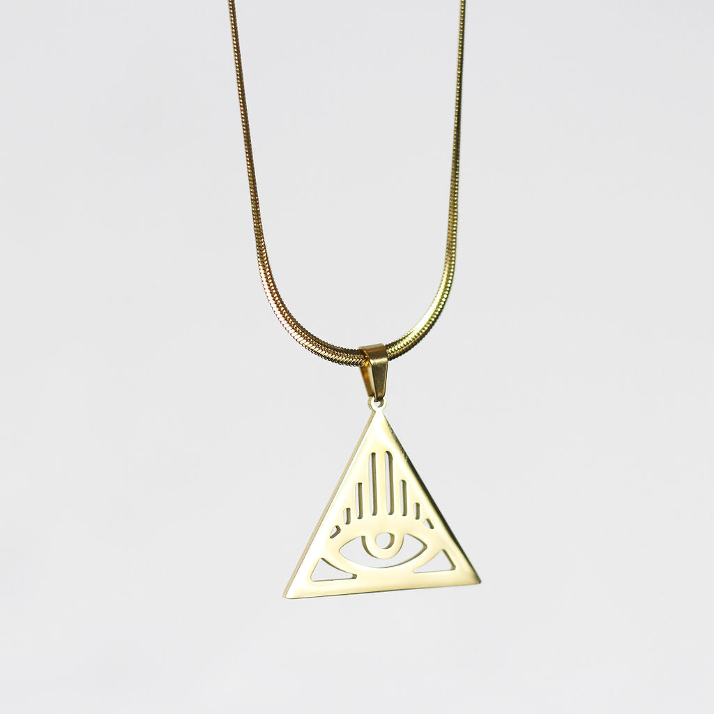 Collar con dije de pirámide y ojo Turco